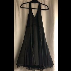 Karen Millen Black Halter Dress w stitch and Lace detail and lace petticoat sz 8